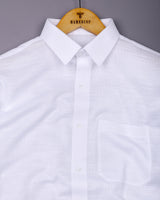Oris White Solid Dobby Cotton Shirt