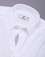 Oris White Solid Dobby Cotton Shirt