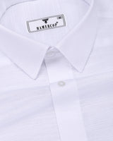 Oris White Solid Dobby Cotton Shirt