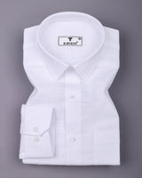 Oris White Solid Dobby Cotton Shirt