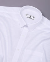 Oris White Solid Dobby Cotton Shirt
