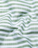 Keron Green With White Dobby Stripe Cotton Shirt
