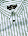 Keron Green With White Dobby Stripe Cotton Shirt