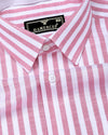 Keron Pink With White Dobby Stripe Cotton Shirt