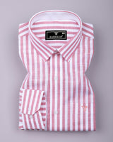 Keron Pink With White Dobby Stripe Cotton Shirt