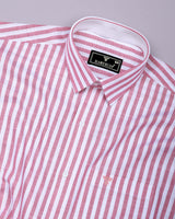 Keron Pink With White Dobby Stripe Cotton Shirt
