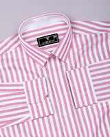 Keron Pink With White Dobby Stripe Cotton Shirt