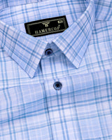 Alron Blue With White Check Premium Cotton Shirt
