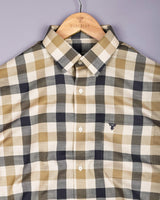 Morven Cream With Blue Twill Check Cotton Shirt