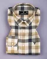 Morven Cream With Blue Twill Check Cotton Shirt