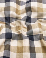 Morven Cream With Blue Twill Check Cotton Shirt