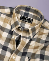 Morven Cream With Blue Twill Check Cotton Shirt