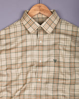 Cresta Beige Cream With Green Twill Check Cotton Shirt