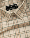 Cresta Beige Cream With Green Twill Check Cotton Shirt