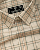 Cresta Beige Cream With Green Twill Check Cotton Shirt