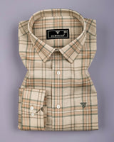 Cresta Beige Cream With Green Twill Check Cotton Shirt