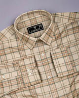 Cresta Beige Cream With Green Twill Check Cotton Shirt