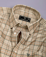 Cresta Beige Cream With Green Twill Check Cotton Shirt