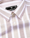 Cento Brown With Cream Stripe Dobby Cotton Shirt