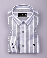 Cento Black With Gray Stripe Dobby Cotton Shirt