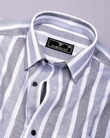 Cento Black With Gray Stripe Dobby Cotton Shirt
