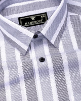 Cento Black With Gray Stripe Dobby Cotton Shirt