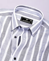 Cento Black With Gray Stripe Dobby Cotton Shirt