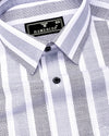 Cento Black With Gray Stripe Dobby Cotton Shirt