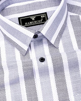 Cento Black With Gray Stripe Dobby Cotton Shirt