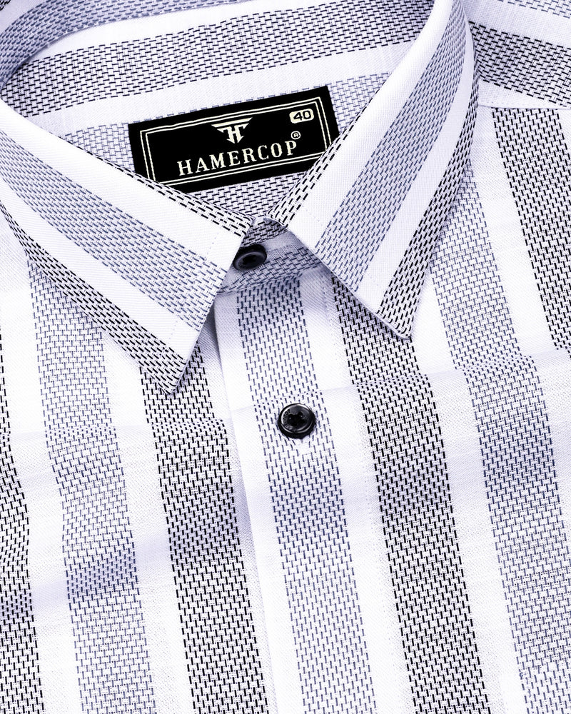 nanamica Band Collar Dobby Stripe Shirt Black Gray Stripe Dobby