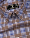 Ashron Brown With Blue Twill Check Cotton Shirt