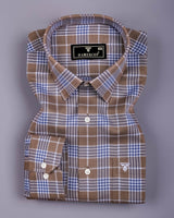 Ashron Brown With Blue Twill Check Cotton Shirt