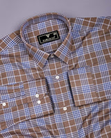 Ashron Brown With Blue Twill Check Cotton Shirt