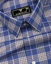 Ashron Blue With Brown Twill Check Cotton Shirt