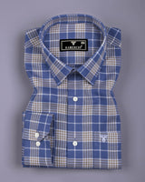 Ashron Blue With Brown Twill Check Cotton Shirt