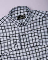 Serlo Gray With Black Twill Check Cotton Shirt