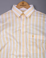 Solor Yellow With White Dobby Stripe Cotton Shirt
