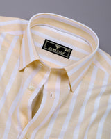 Solor Yellow With White Dobby Stripe Cotton Shirt