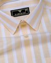 Solor Yellow With White Dobby Stripe Cotton Shirt