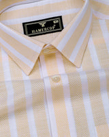 Solor Yellow With White Dobby Stripe Cotton Shirt