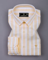 Solor Yellow With White Dobby Stripe Cotton Shirt