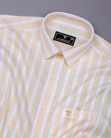 Solor Yellow With White Dobby Stripe Cotton Shirt