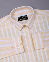 Solor Yellow With White Dobby Stripe Cotton Shirt