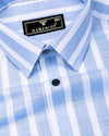 Solor Blue With White Dobby Stripe Cotton Shirt