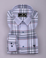 Virex White With Black Twill Check Premium Giza Shirt
