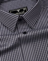 Serix Gray With Black Dobby Stripe Premium Giza Shirt