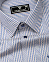Kervin Blue With Cream Stripe Premium Giza Shirt
