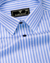 Oveno Blue With White Stripe Premium Giza Shirt