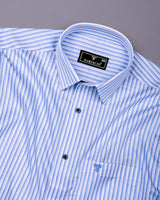 Oveno Blue With White Stripe Premium Gizza Shirt