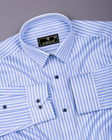 Oveno Blue With White Stripe Premium Gizza Shirt